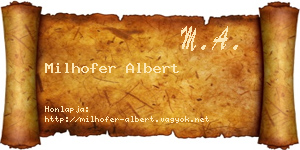Milhofer Albert névjegykártya